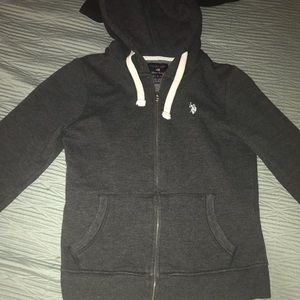 Polo sweater / sweatshirt with hoodie